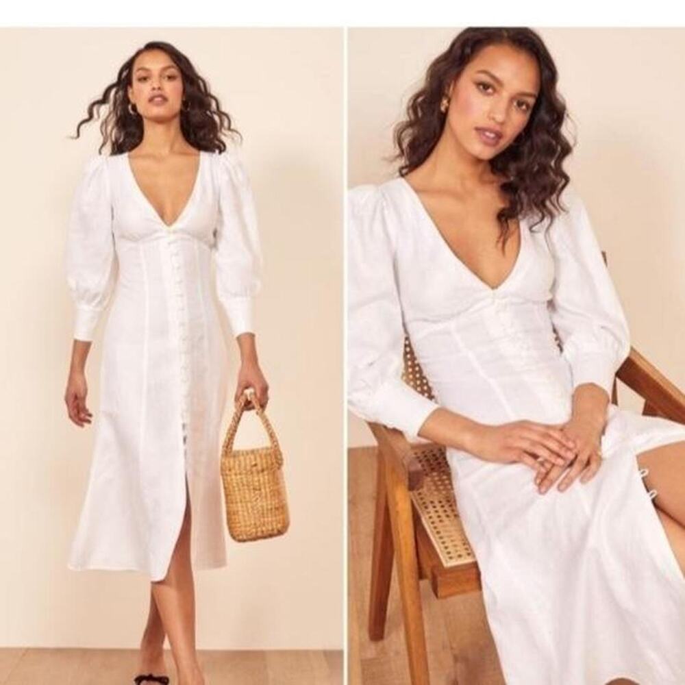 Reformation white linen dress 4